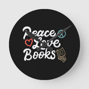 Relógio Redondo Livros de Paz Geeky e Leitura Gota