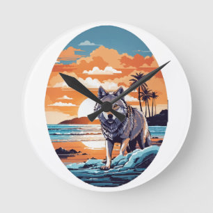 Relógio Redondo Lobo na Praia
