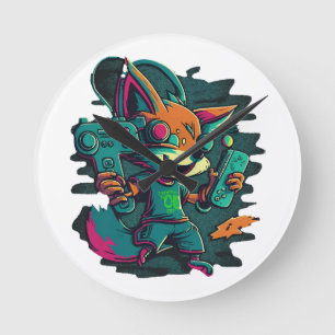 Relógio Redondo Lobos jogam jogos