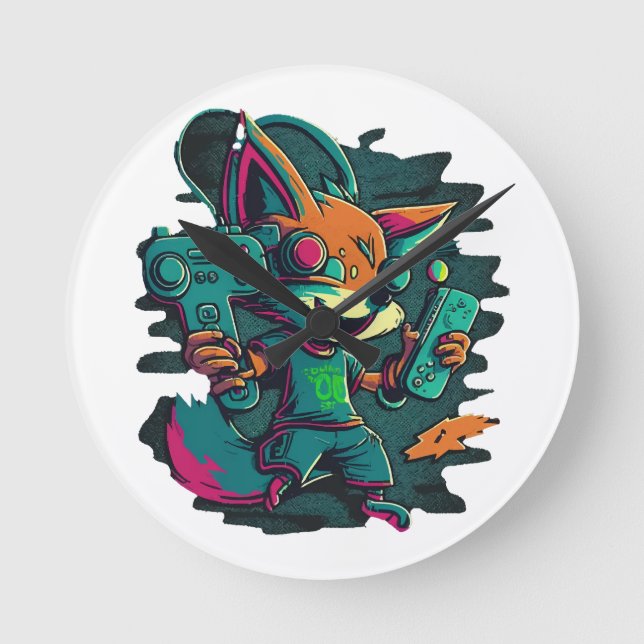 Relógio Redondo Lobos jogam jogos (Frente)