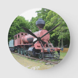 Relógio Redondo Locomotiva de vapor americana do vintage