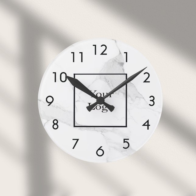 Relógio Redondo Logotipo clássico de negócios elegante de mármore  (Criador carregado)