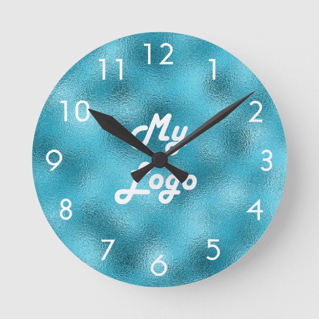Relógio Redondo Logotipo comercial personalizado do oceano azul br (Frente)