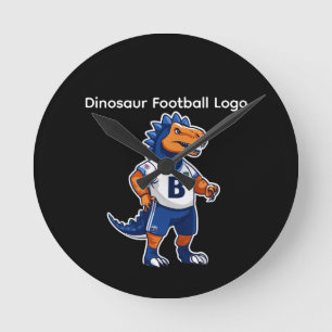 Relógio Redondo Logotipo de Futebol Dinossauro – Mascote de Futebo