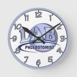 Relógio Redondo LOGOTIPO do azul do divertimento de PHLEBOTOMIST