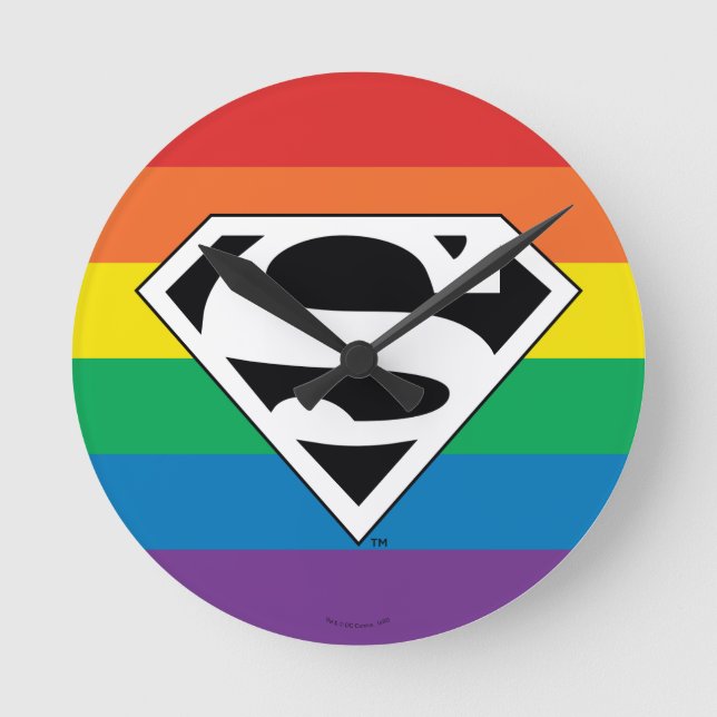 Relógio Redondo Logotipo do Super-Homem Rainbow (Frente)