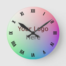 Relógio Redondo Logotipo Elegante, Foto da Roda Colorida do Arco-Í