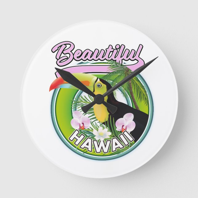Relógio Redondo logotipo viagem havaiano bonito (Frente)