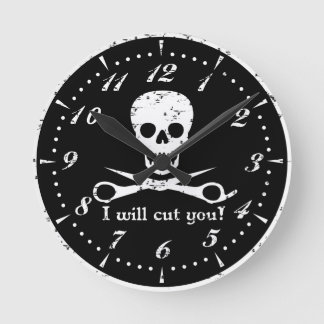 Relógio Redondo Loja de beleza Pirate_Distressed_White