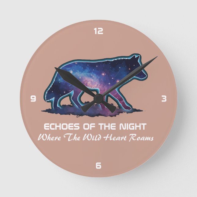 Relógio Redondo Lone Galaxy Wolf Silhouette (Echoes of the night)- (Frente)