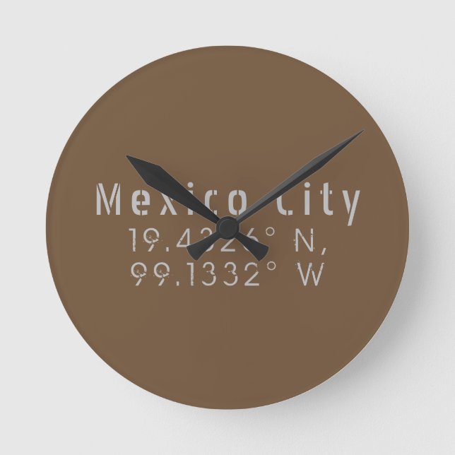 Relógio Redondo Longitude do Latitude da Cidade do México (Frente)