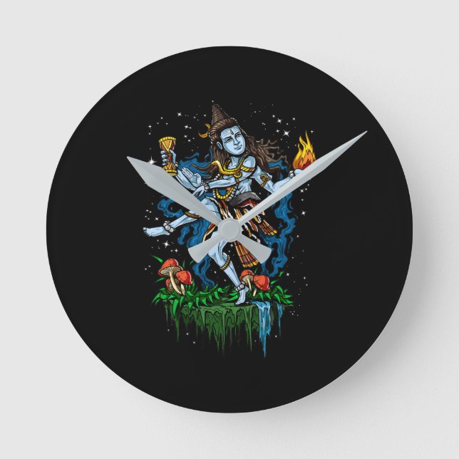 Relógio Redondo Lord Shiva Nataraja Dançando Hindu Deus (Frente)