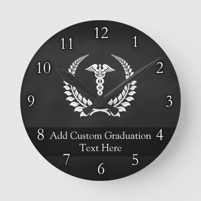 Relógio Redondo Louro médico do Caduceus (Frente)