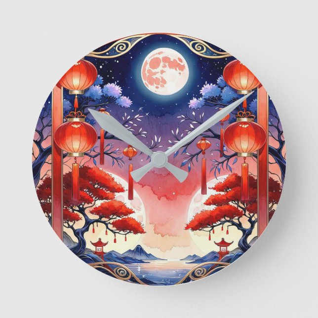 Relógio Redondo Lua cheia e brilhante (Frente)