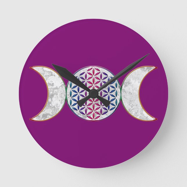 Relógio Redondo Lua Mágica Tripla - Flor Espírito Da Vida 2 (Frente)
