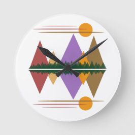 Relógio Redondo Lua Sobre As Montanhas #4