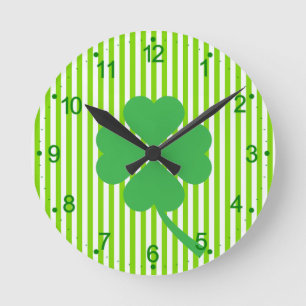 Relógio Redondo Lucky Four Shamrock Folha Design-87906