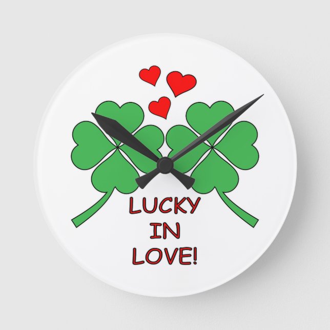 Relógio Redondo Lucky In Love Hearts Clover (Frente)