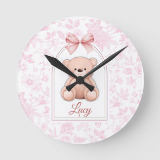 Relógio Redondo Lucy | Design de Enfermeiro de Urso Rosa Personali