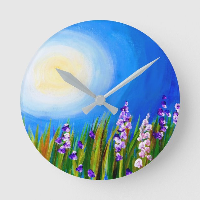 Relógio Redondo Lupins num prado de Grassy (Frente)