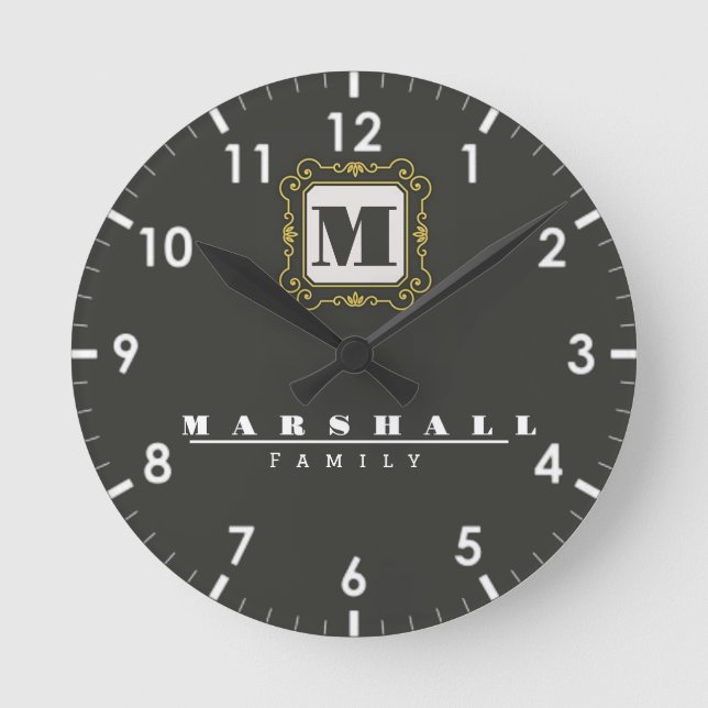 Relógio Redondo Luxury minimal Modern monogram (Frente)