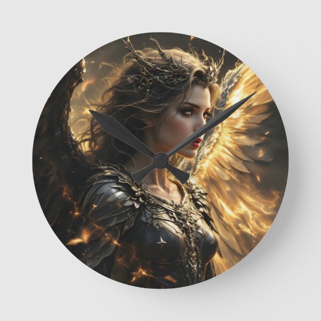 Relógio Redondo Luz de Ashenlight: O Seraph de Shadowigname (Frente)