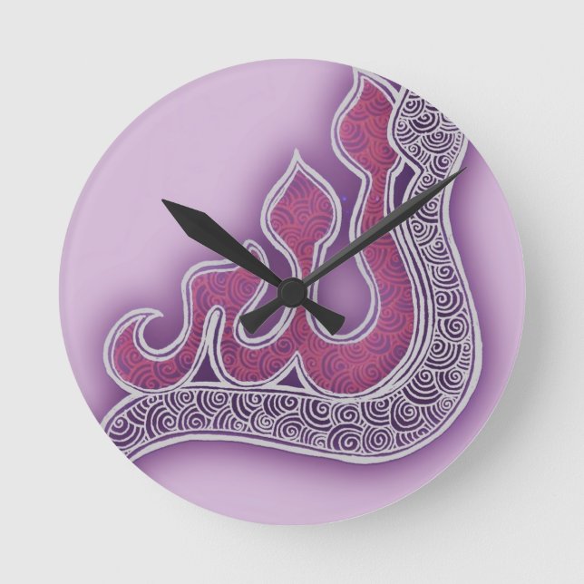 Relógio Redondo luz - henna violeta de Allah (Frente)