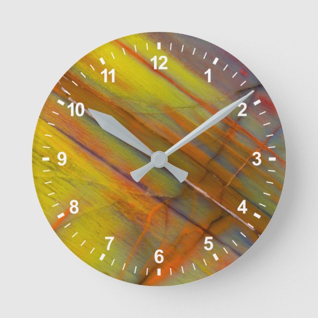 Relógio Redondo Madeira Amarela Petrificada (Frente)