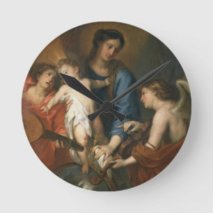Relógio Redondo Madonna e criança com anjos