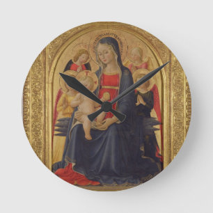 Relógio Redondo Madonna e criança com anjos, c.1467 (óleo na pla