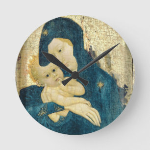 Relógio Redondo Madonna e criança, escola de Bourgogne (óleo no
