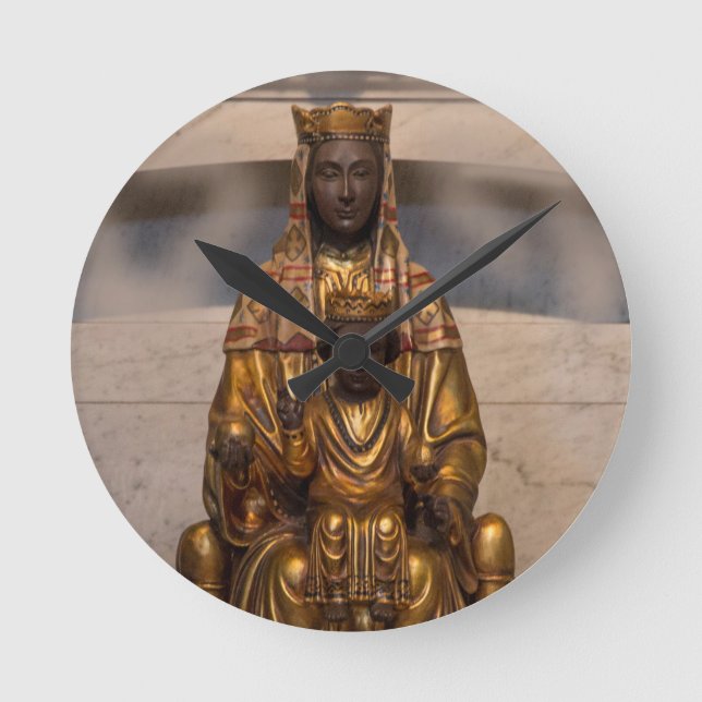 Relógio Redondo Madonna of Montserrat Black Madonna Spain (Frente)