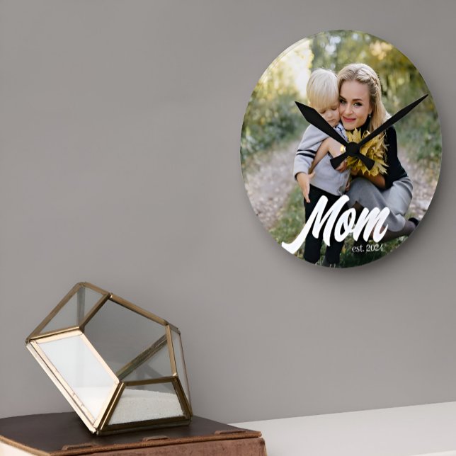 Relógio Redondo Mãe criou Foto Moderna de Script Branco (Criador carregado)