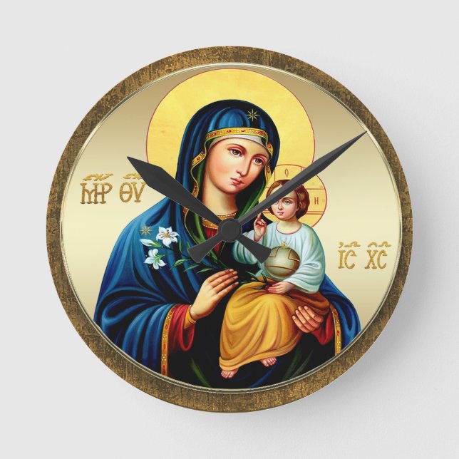 Relógio Redondo Mãe de Deus, virgem maria (Frente)