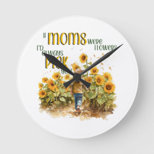 Relógio Redondo mães eram flores