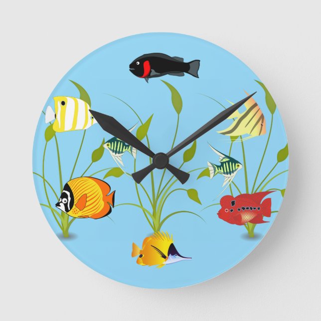 Relógio Redondo Magical Fish and Plants Ocean Round Clock (Frente)