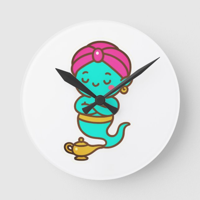 Relógio Redondo Magical Kawaii Djinn - Neon Spirit (Frente)