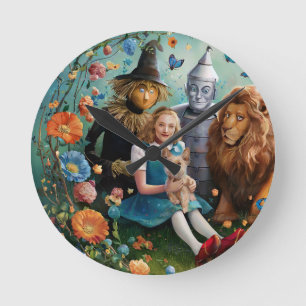 Relógio Redondo Mágico de Oz - Dorothy, Tinman, Scarecrow & Lion