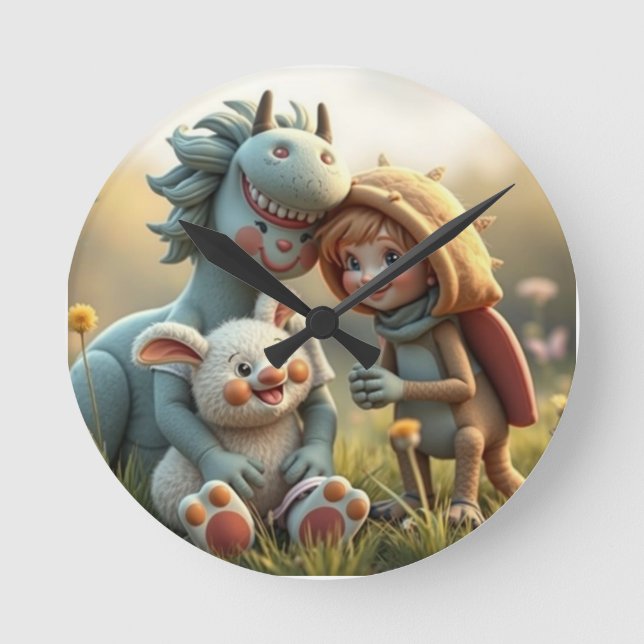 Relógio Redondo „Magische Freunde im Blütenland“ (Frente)