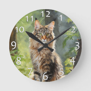 Relógio Redondo Maine Coon cat