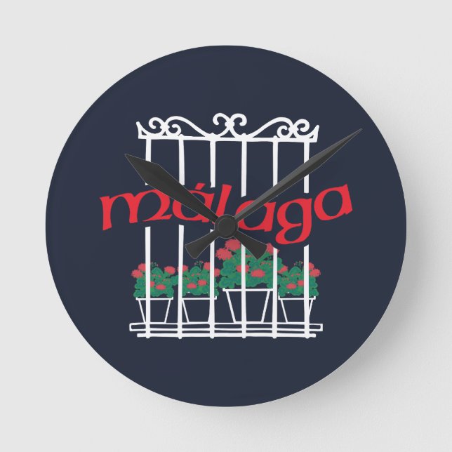 Relógio Redondo Malaga, window with flowers (Frente)