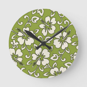Relógio Redondo Malia Hibiscus Hawaiian Wall Clocks