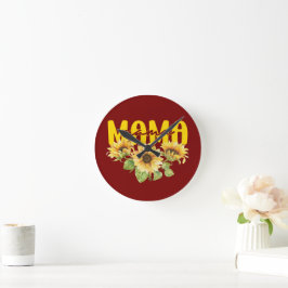 Relógio Redondo Mamãe Sunflower Sunshine - Design Floral alegre