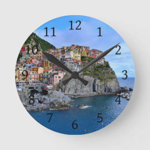 Relógio Redondo Manarola Cinq Terre Itália Europa Aldeia Costeira