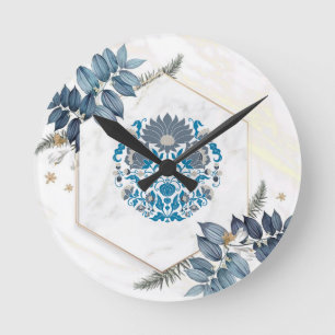 Relógio Redondo Mandala Art, Floral Graphic Design
