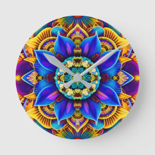 Relógio Redondo Mandala Azul Sunshine 