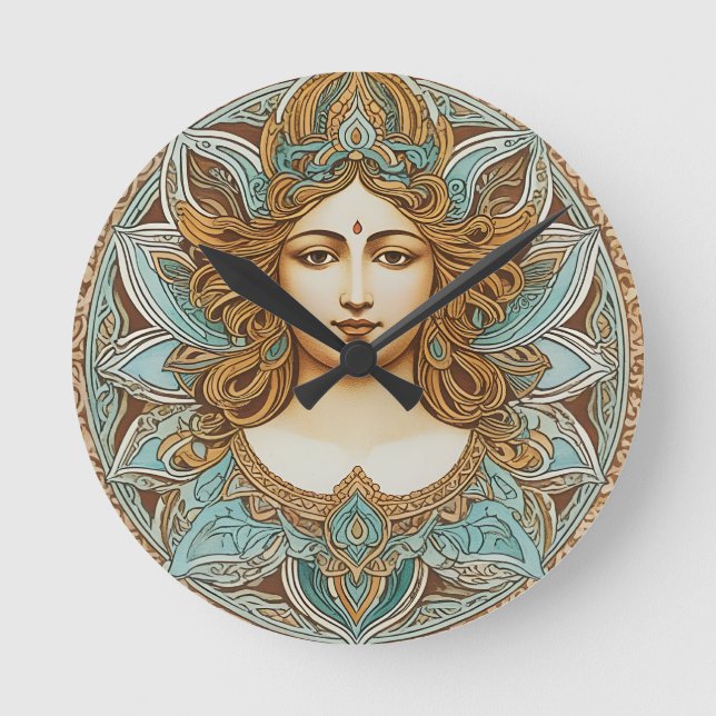 Relógio Redondo Mandala, Cushion de mulheres (Frente)