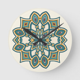 Relógio Redondo Mandala da Flor Açafrão
