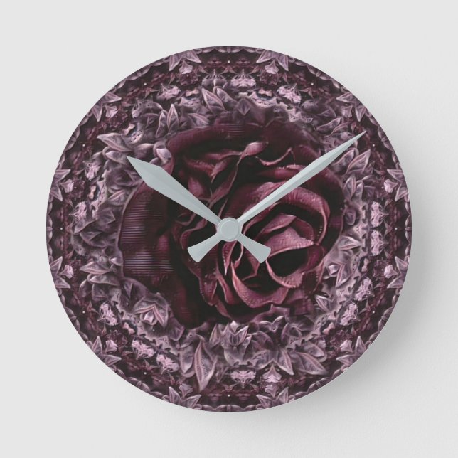 Relógio Redondo Mandala de Rosa  (Frente)