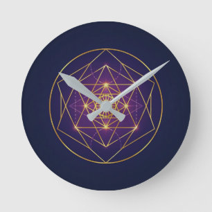 Relógio Redondo Mandala Dourado Celestial — Equilíbrio no Infinito